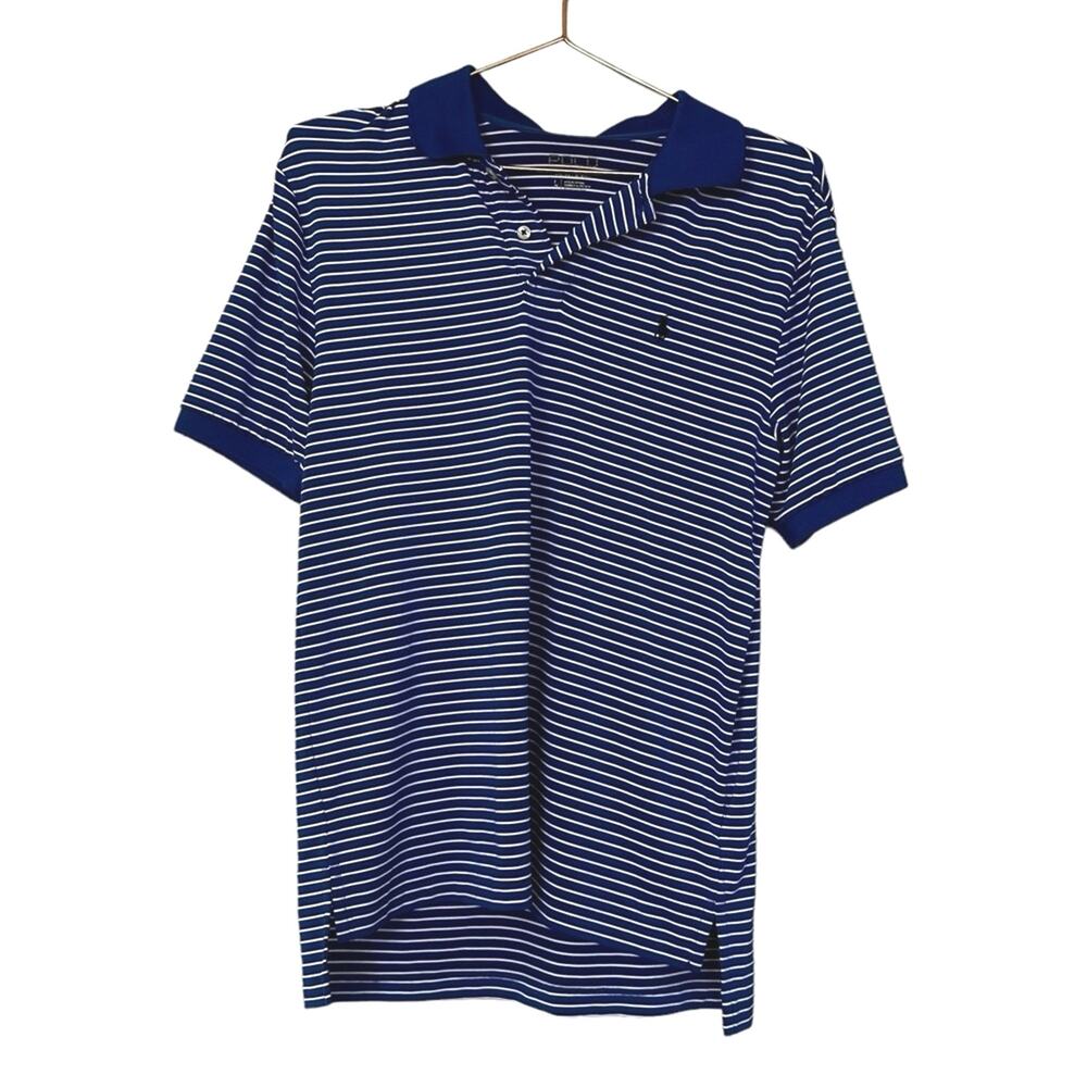 Polo sport blue and white striped collared shirt size large